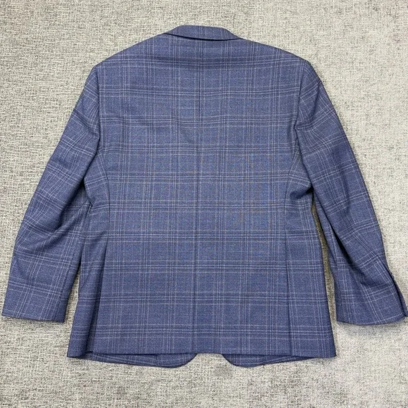 Pronto Uomo Platinum Sport Coat Blazer Men 42 Short Blue Plaid Wool Double Vent - Picture 6 of 11